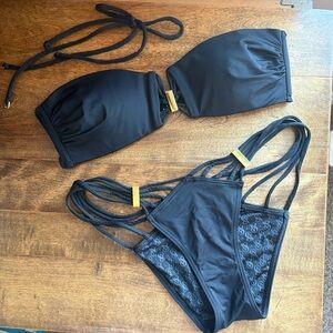 Victoria's Secret Black Bikini with Gold Accents